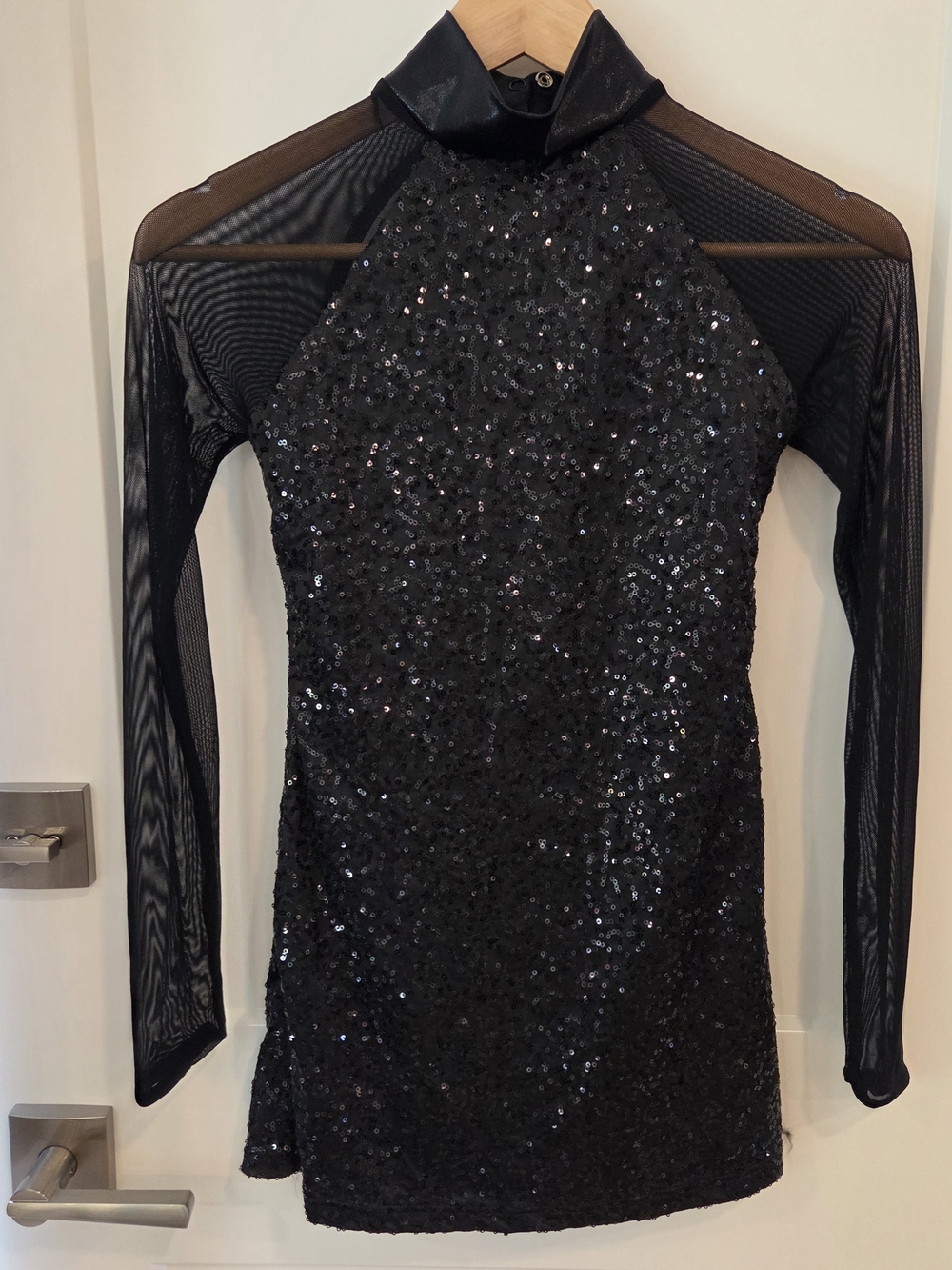 Balera Black Sequin Mesh Long Sleeve Dance Costume Dress Small Jazz Performance